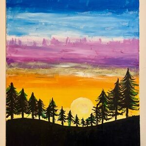Sunset Forest Canvas Art